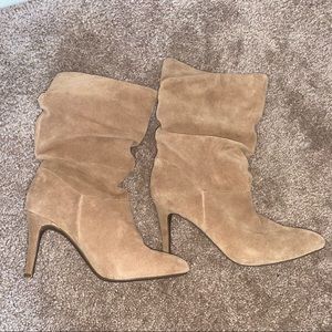 Audrey Brooke Angie Suede Tan Boots Size 7.5